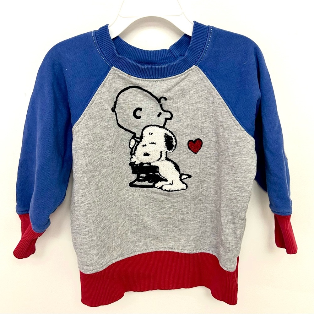 Hanna Andersson Peanuts Crew Neck | Blue & Gray Snoopy Sweatshirt 24 months
